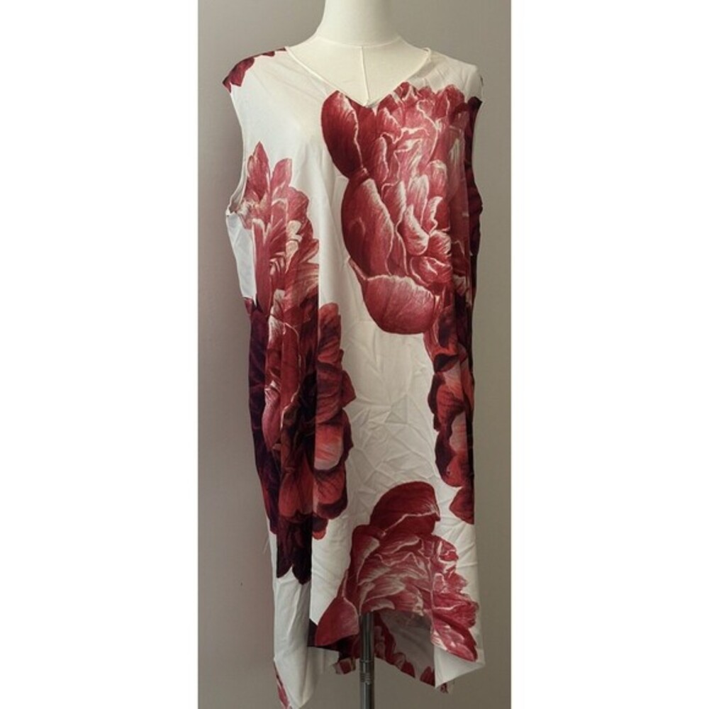 INDIES Floral Dress Sleeveless White Red Oversized Floral Print